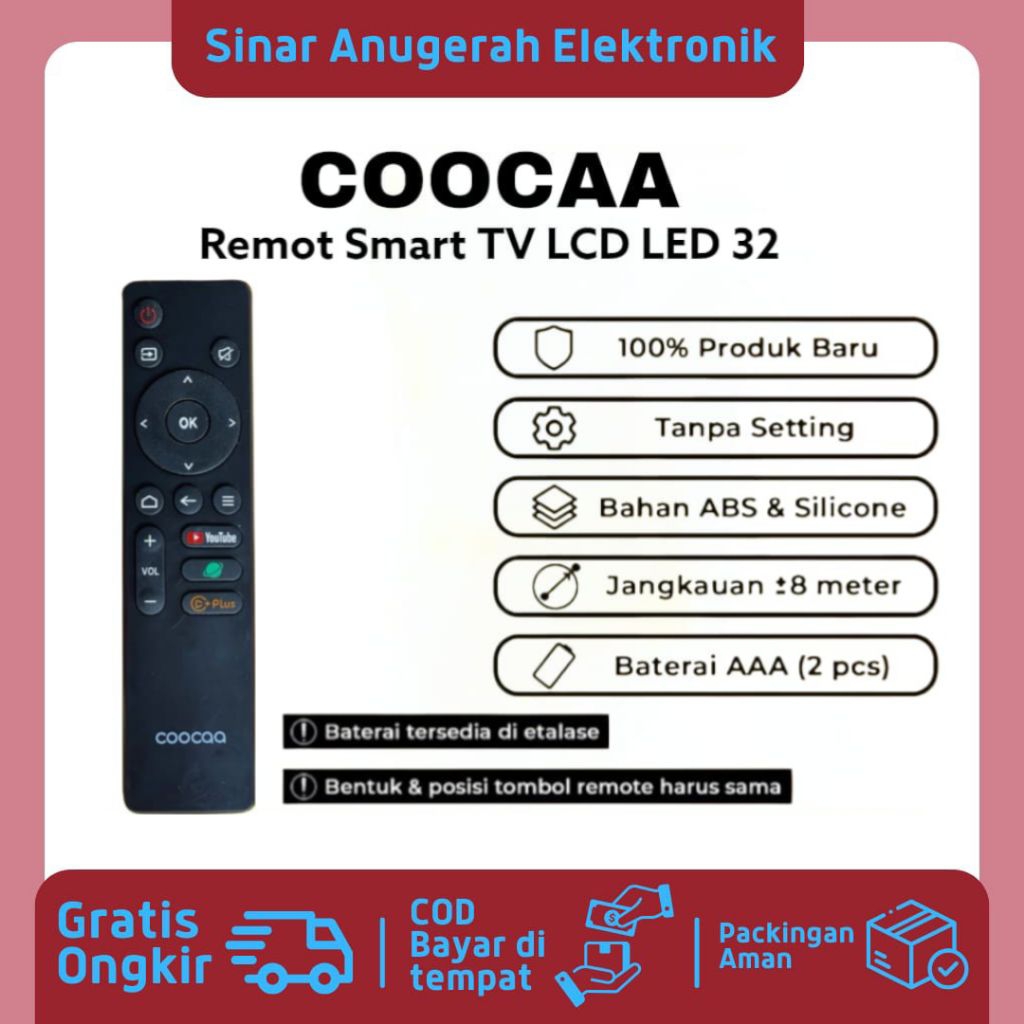 BISA COD COOCAA Remot Tv Coocaa LED 32 In Smart Tv Remot Coocaa 32 In Termurah