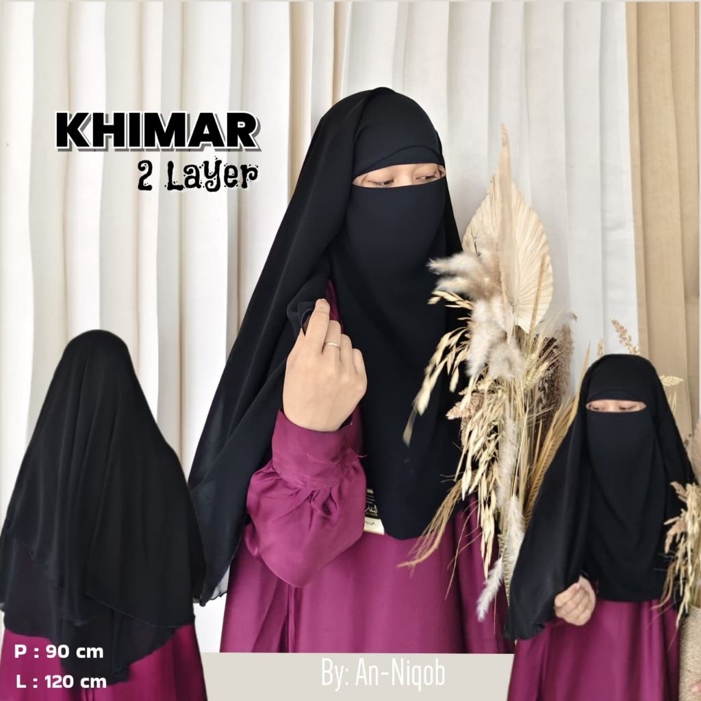 KHIMAR DUA LAYER/NIQOB TALI SIFON ARAB PANJANG 90 CM