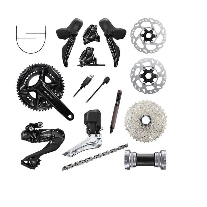 GroupSet Group Set Sepeda Road SHIMANO 105 R7170 Di2 12Speed Disc Brake 52/36X165 DB 11-34T Tanpa BB