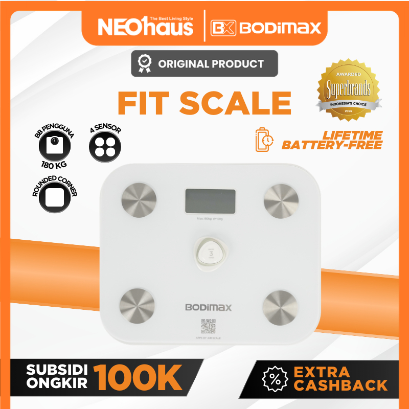 Bodimax Fit Scale - Timbangan Badan Digital dengan Konektivitas Bluetooth dan Manajemen Berat Ideal