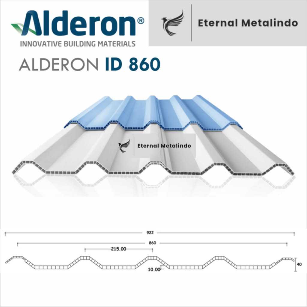 ALDERON 860 Double Layer White doff / Atap upvc Kanopi 2 lapis Rongga