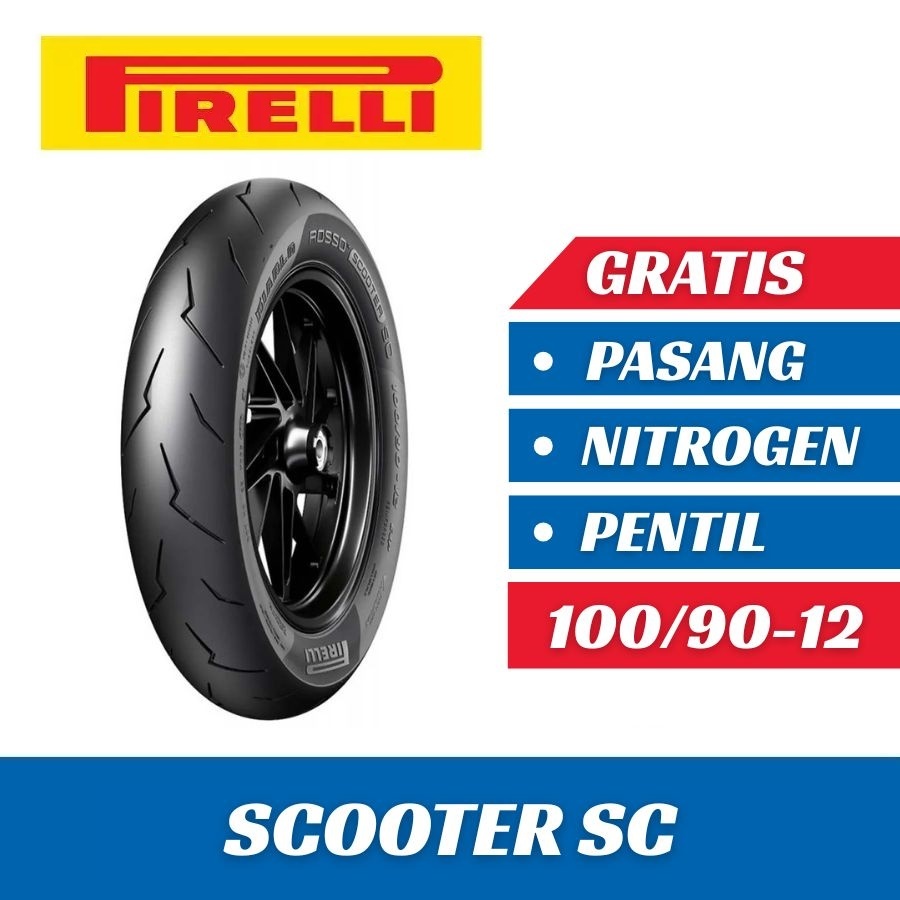 Ban Motor SCOOPY Tubeless PIRELLI DIABLO ROSSO SCOOTER SC 100/90-12 Ban Motor PIRELLI  Ring 12
