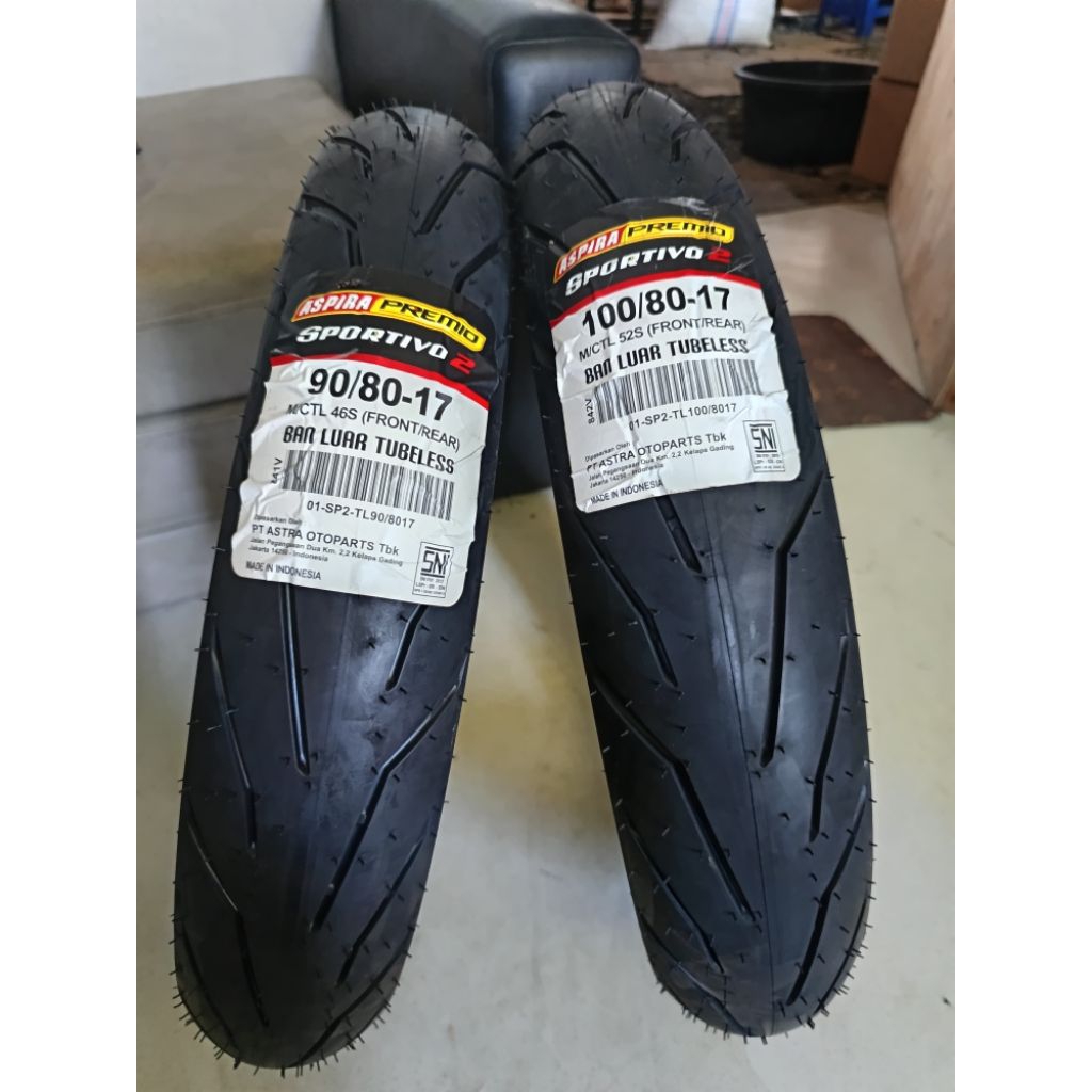 Ban Luar Tubles Aspira Sportivo 2 Ukur 90/80-17&100/80-17