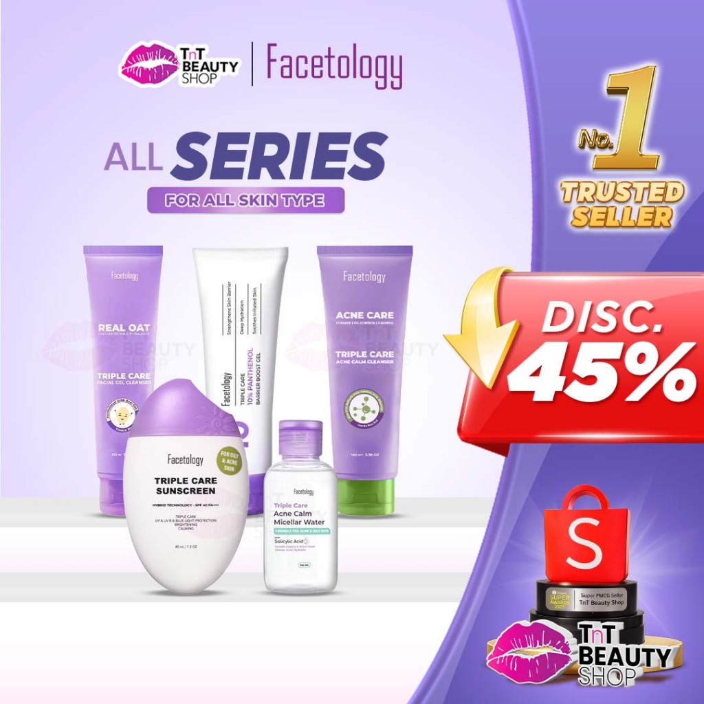Facetology Series | Facetology Sunscreen Micellar Water FaceCleanser Lip Sunscreen | TnT Beauty Shop