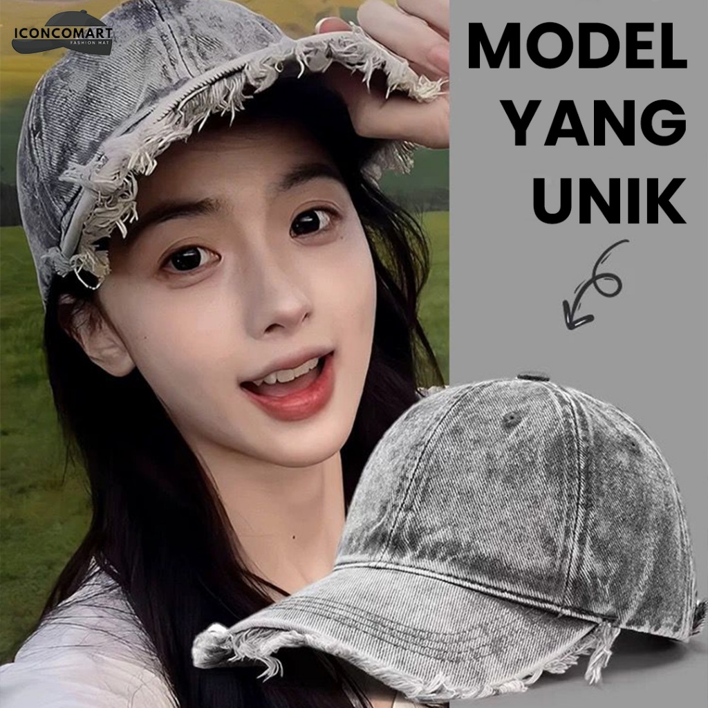 TOPI BASEBALL ROBEK/TOPI BASEBALL PRIA DAN WANITA /WASHED SERIES/DENIM RIPPED UNISEX-TPI-98-TPI-103