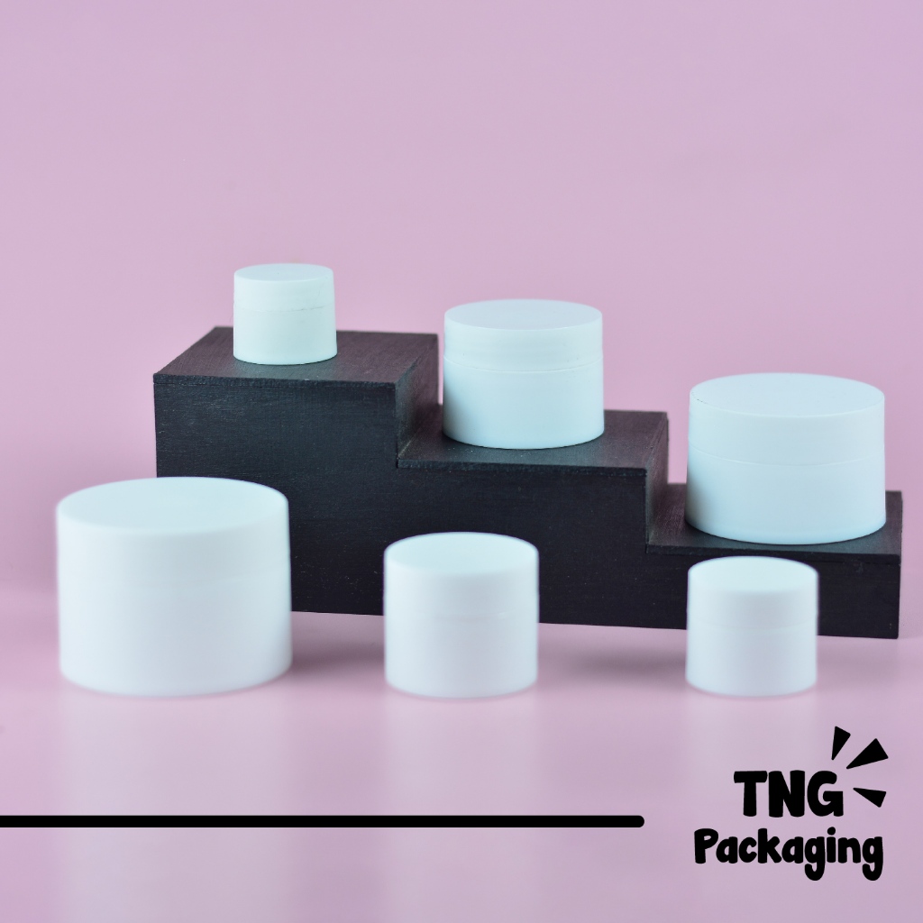 Pot Cream Plastik Putih 5gr 10gr 20gr 30gr 50gr 100gr Inner Lid – Jar Kosmetik White, Wadah Cream Sk