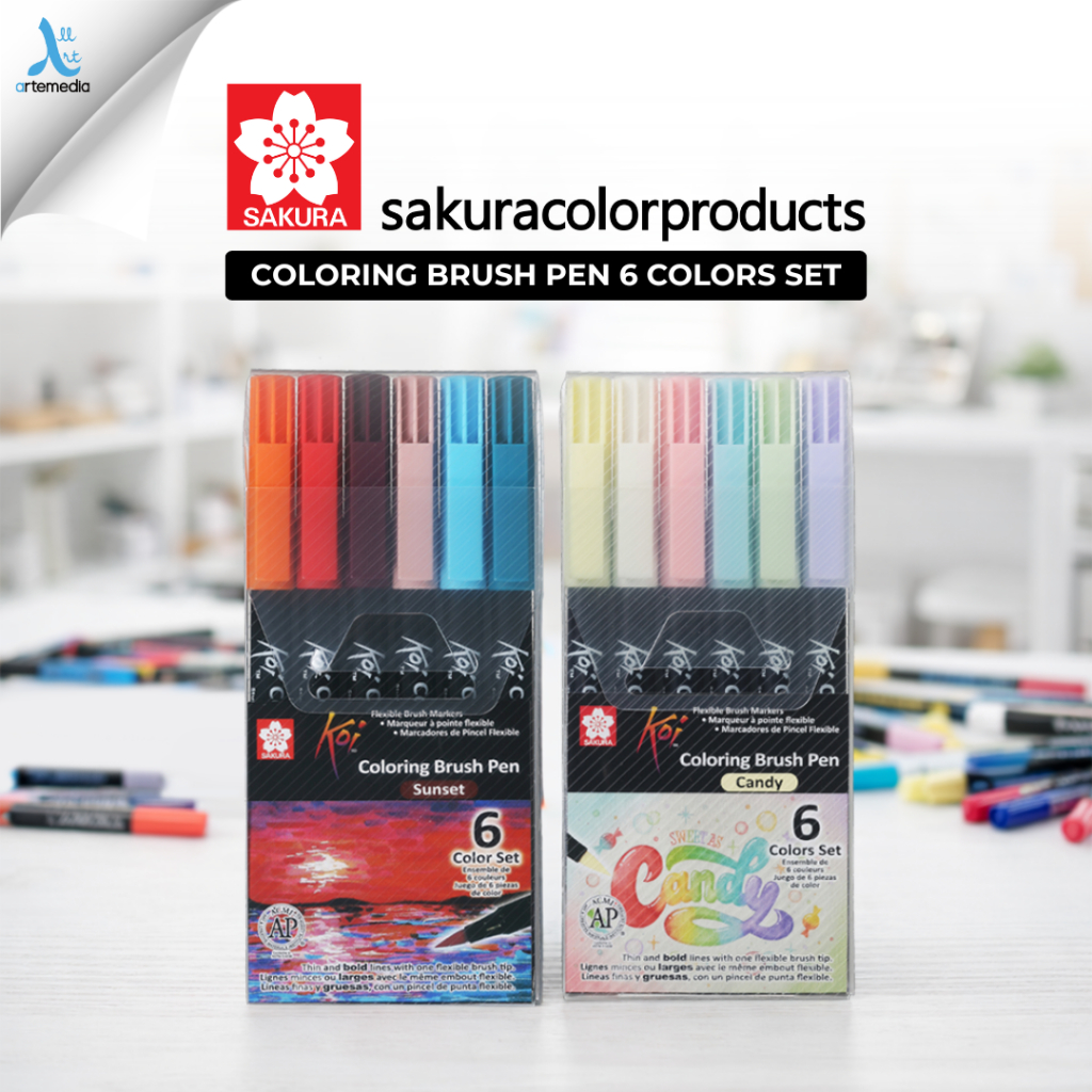 Sakura Koi Watercolor Brush Pen – 6 Color Set | Coloring & Lettering Brush Pen | Brush Pen Set 6 War