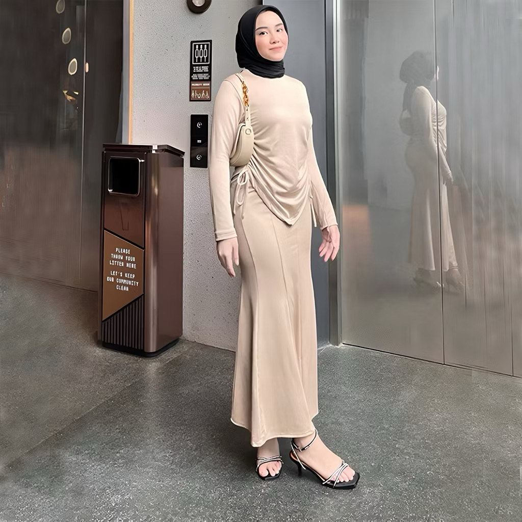 One Set Rok Mermaid Duyung Serut Samping Wanita Premium