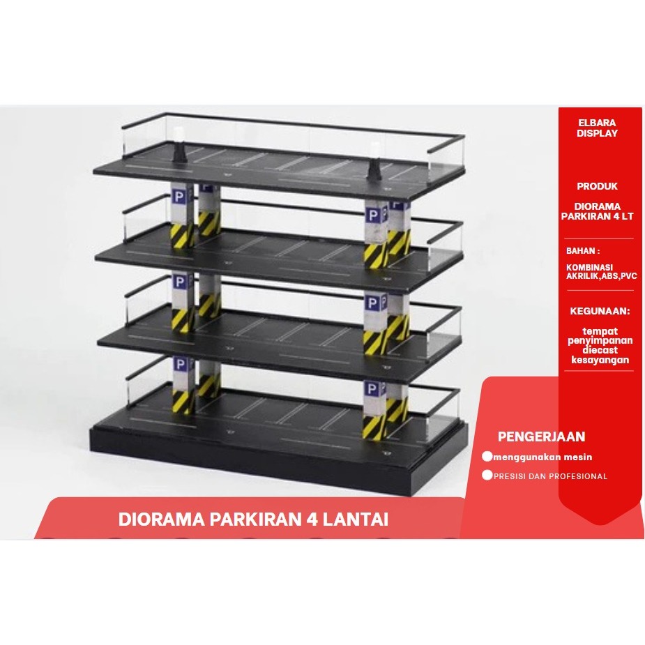 Diorama Parkiran 4 lantai skala 1:64 / Rak Diorama Parkiran 4 lantai skala 1:64
