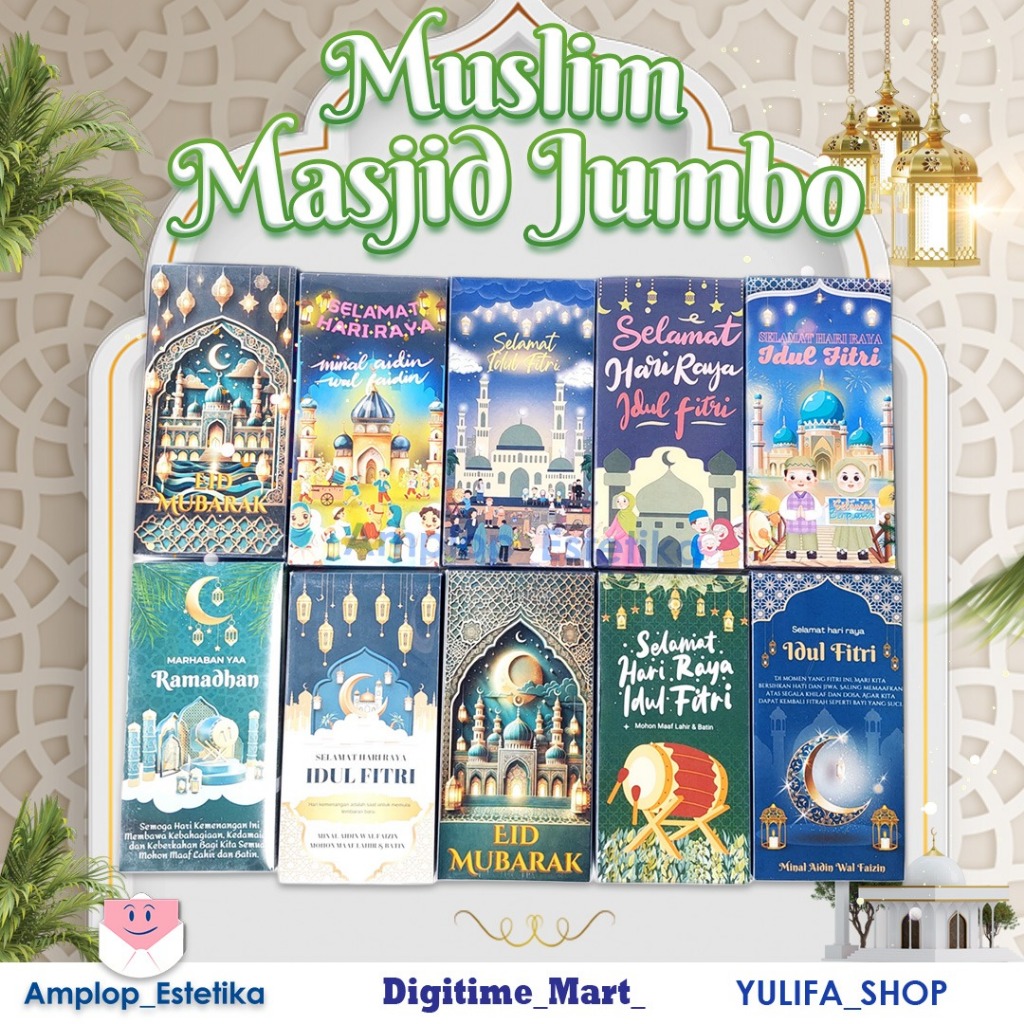 Amplop LEBARAN motif islami Mesjid BESAR isi 50pcs Amplop lebaran islami grosir
