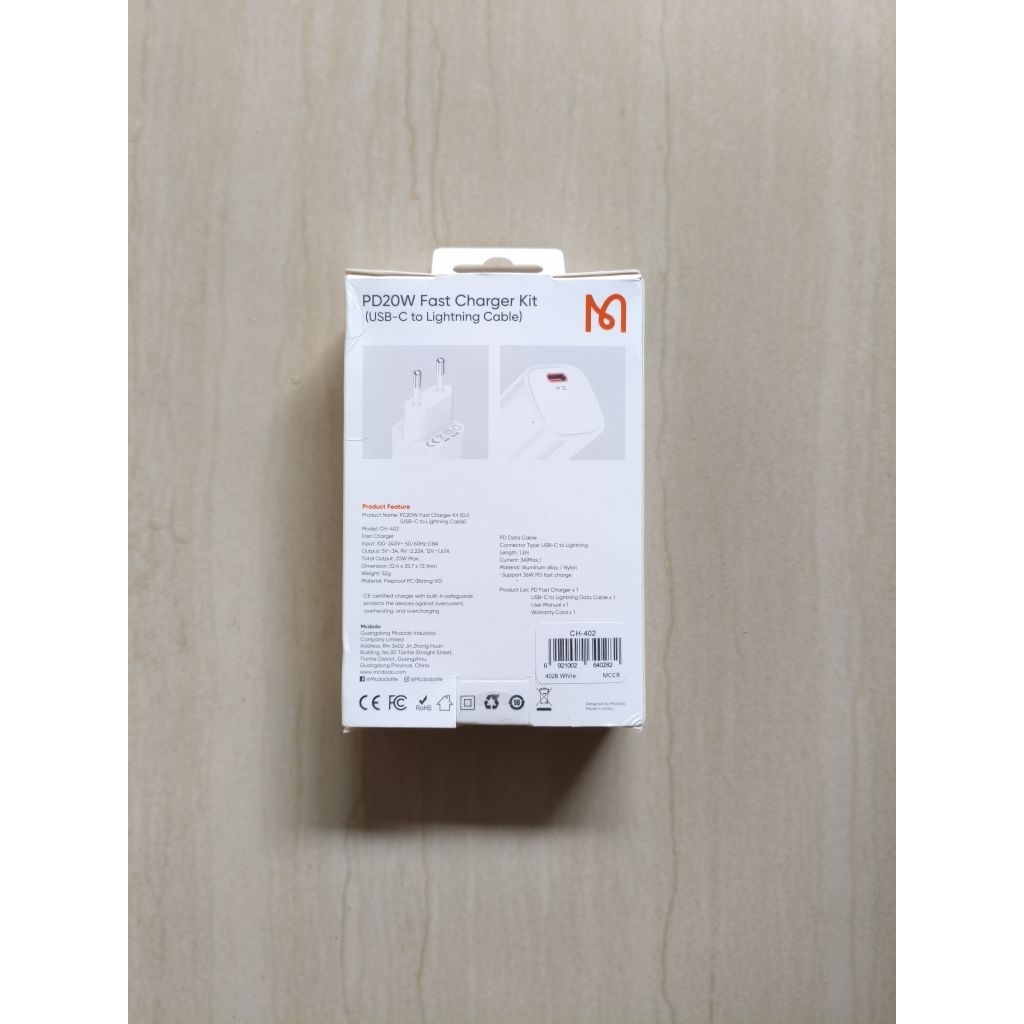 Charger Mcdodo 20w fast charging C to L MFI