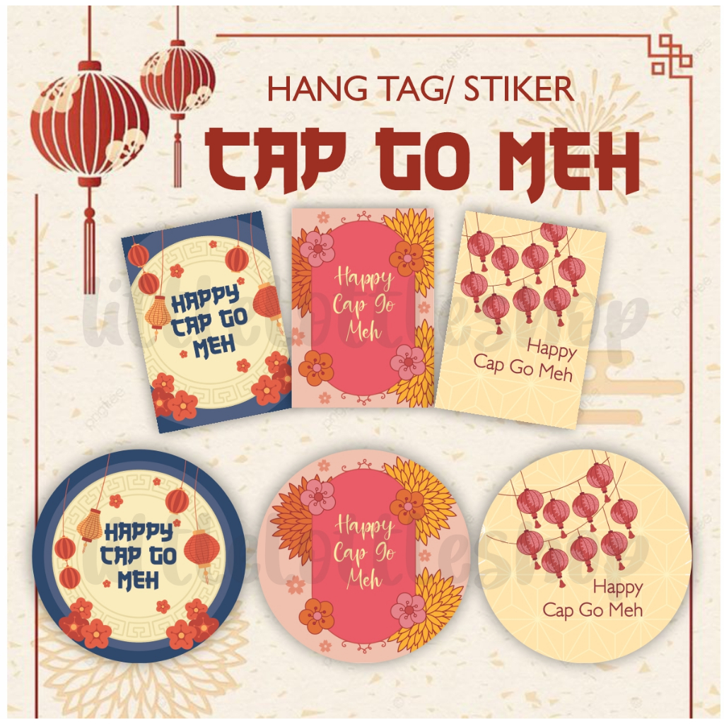 Hang Tag Stiker Bulat Imlek Cap Go Meh 2026 Baru Lampion Lantern Festival