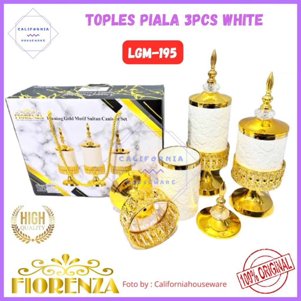 Toples Piala Sultan 3pcs FIORENZA / Toples Sultan Keramik 3pcs / Toples Keramik Marble 3pcs FIORENZA