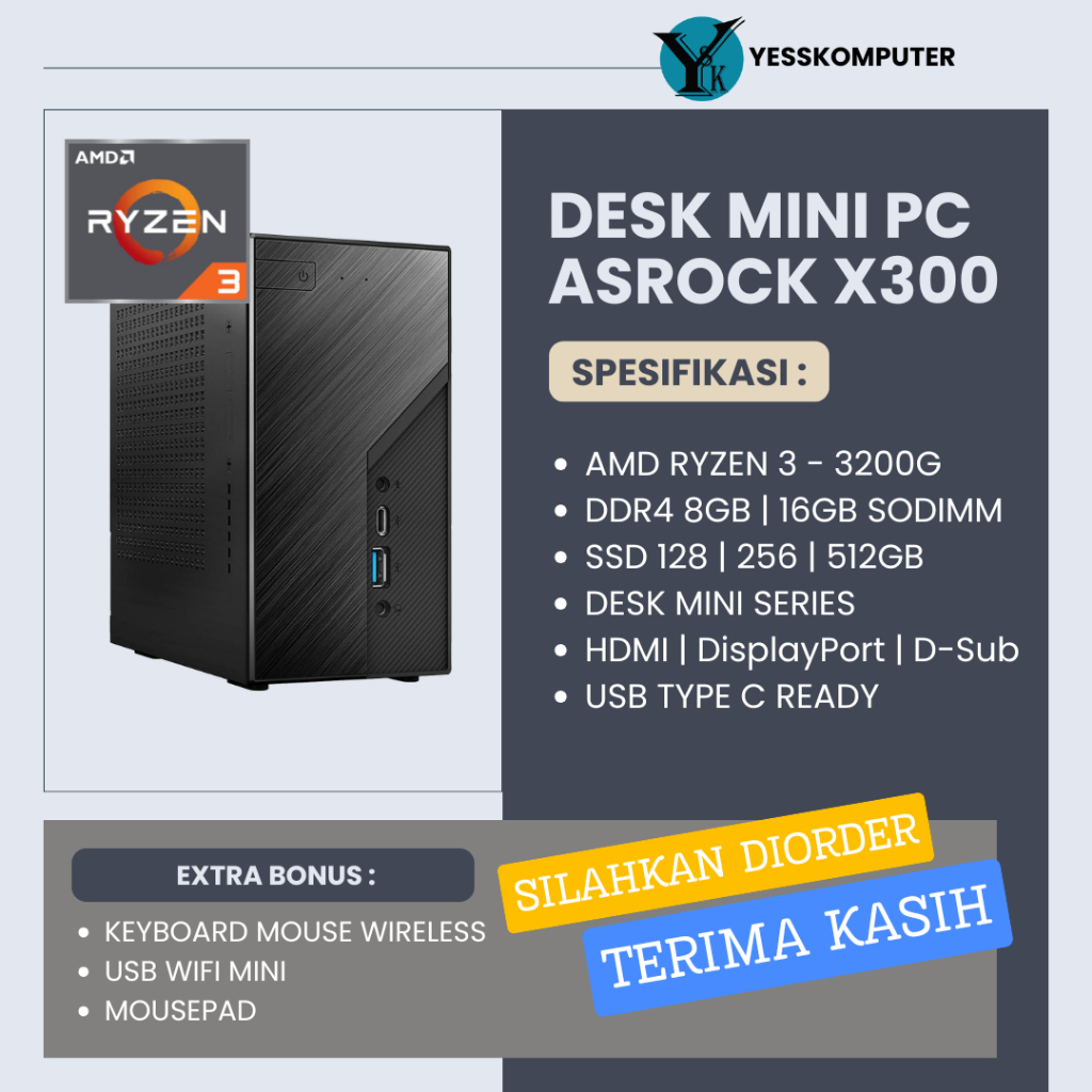 ASROCK DeskMini X300 Series I DDR4 | MINI PC AMD RYZEN 3 - 3200G