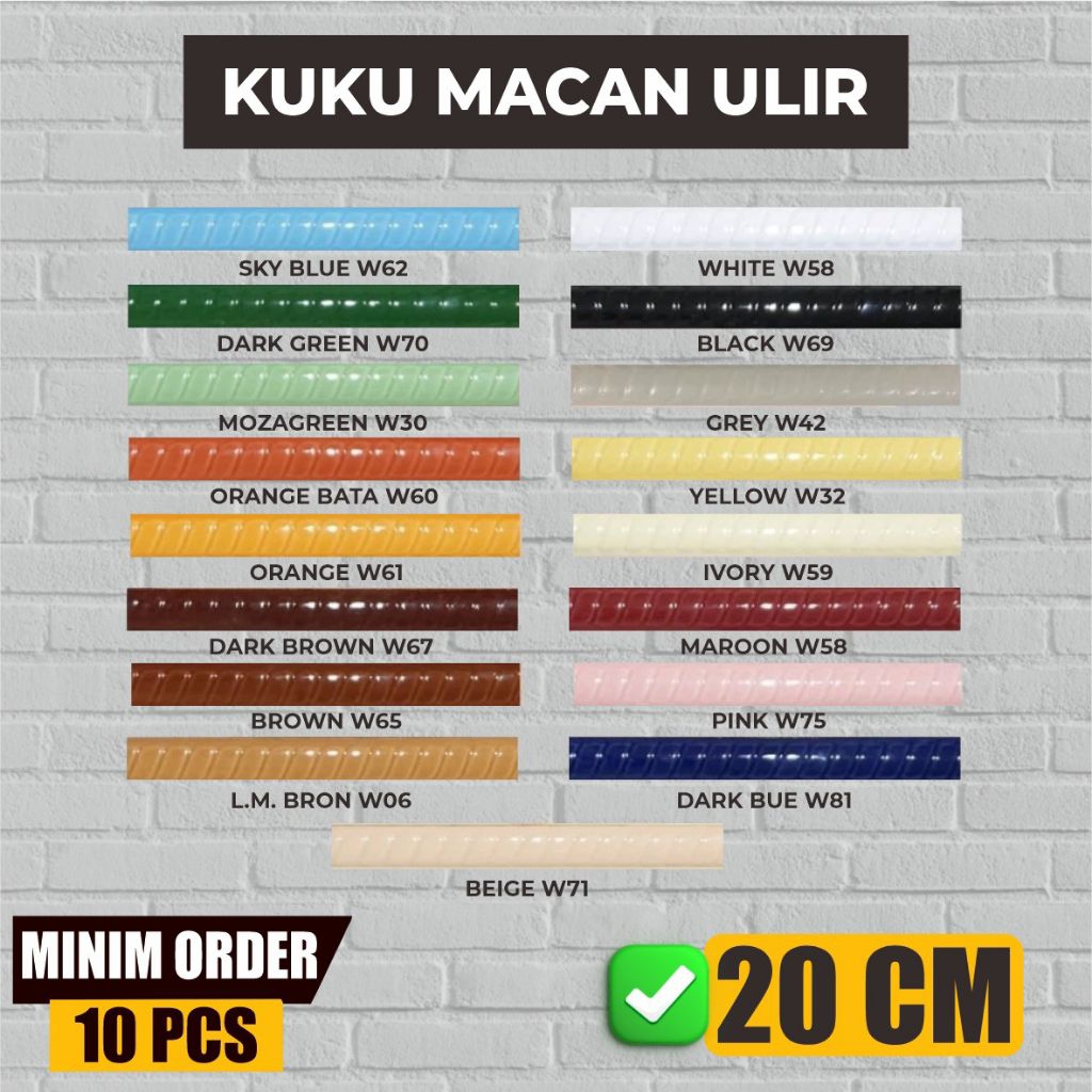 KUKU MACAN KERAMIK ULIR 17 WARNA 20 CM/ KUKU MACAN VARIAN WARNA / KIKIR KUKU MACAN / KUKU MACAN MOTI