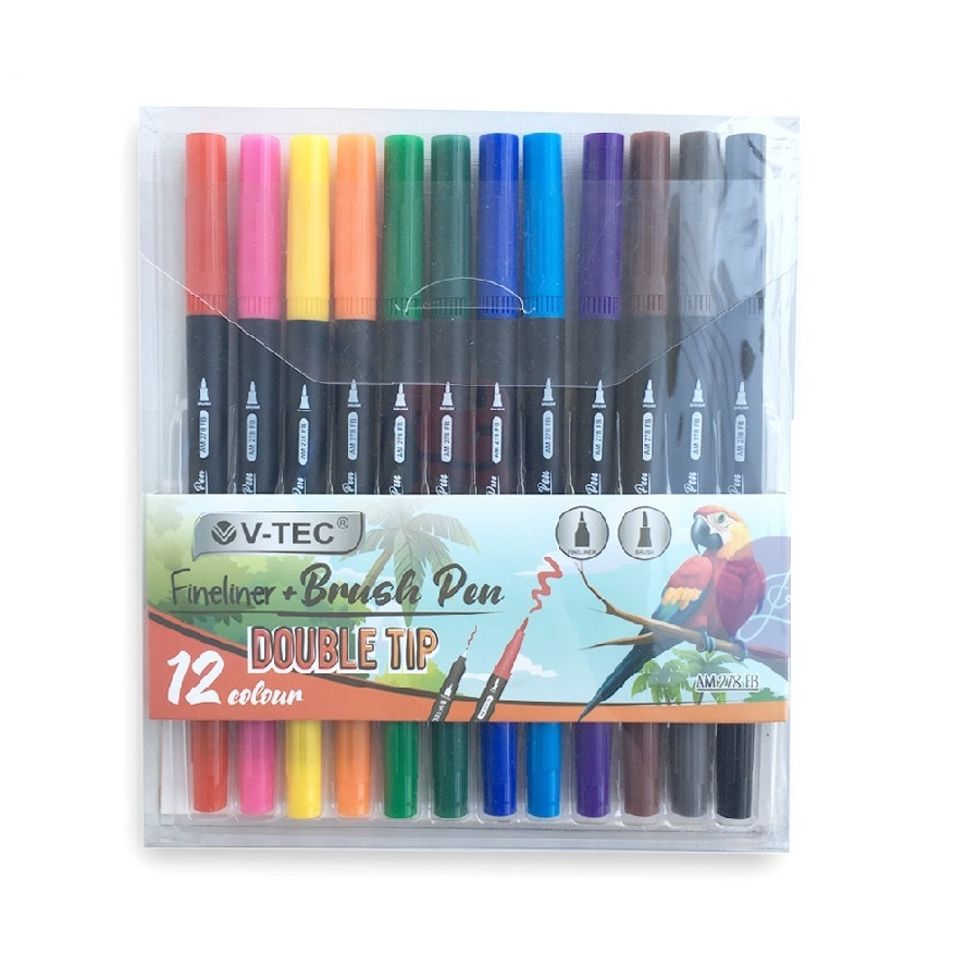FINELINER+BRUSH PEN 12WARNA V-TEC AM278FB