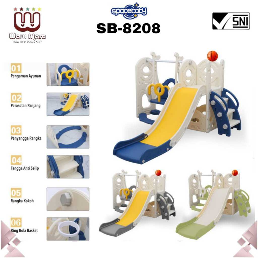 SB 8208 JM-WS 726 JM 30289 Spacebaby Baby And Kids Toys Sliding Indoor // Mainan Perosotan Single An