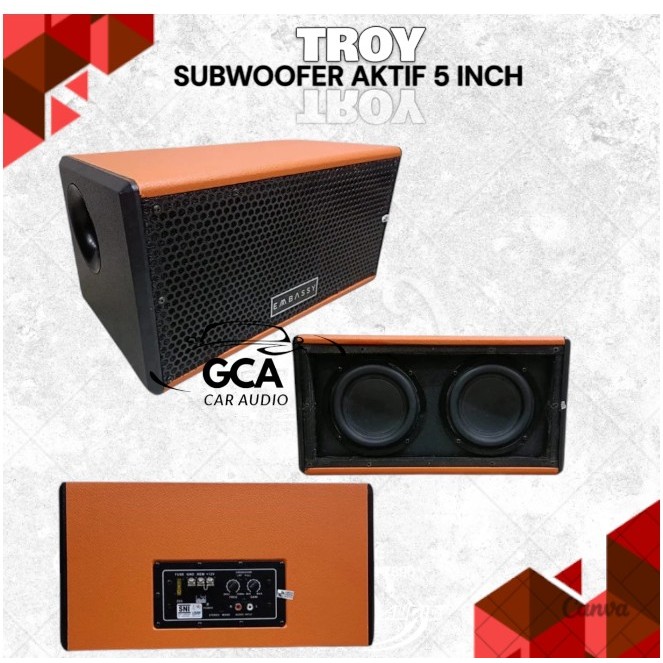 SUBWOOFER AKTIF 5 INCH DOUBLE WOOFER EMBASSY TROY SPEAKER MOBIL