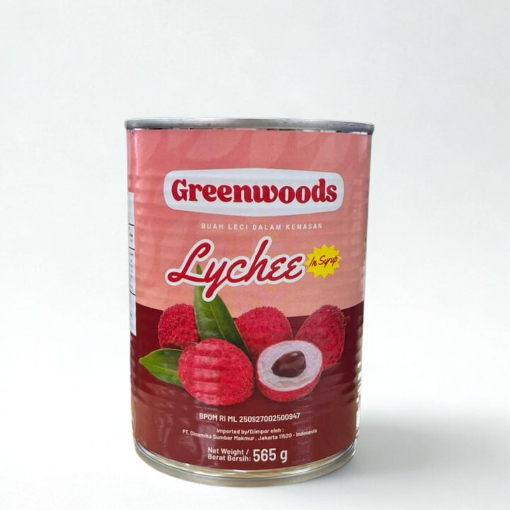 BUAH LECI KALENG LYCHEE CANNED - BUAH LECI KEMASAN KALENG GREENWOODS 565 GRAM THAILAND HALAL