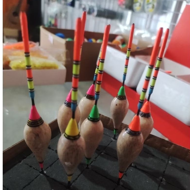 Kambangan Pancing Kayu Custom / Pelampung Pancing Kayu Anti Badai
