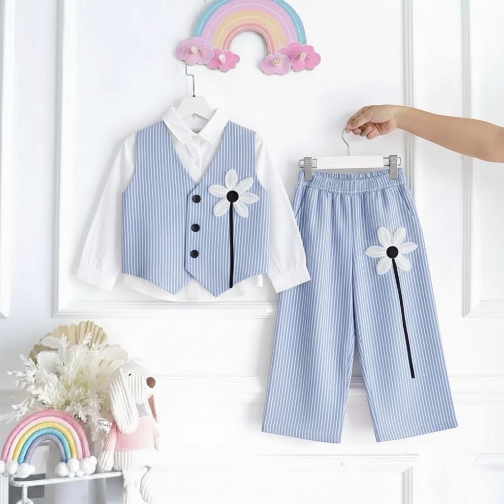 JELITA SET KIDS VEST 3in1 (7THN-15THN) // ONE SET SALUR ANAK // RAYON MIX KATUN //SETELAN ROMPI ANAK