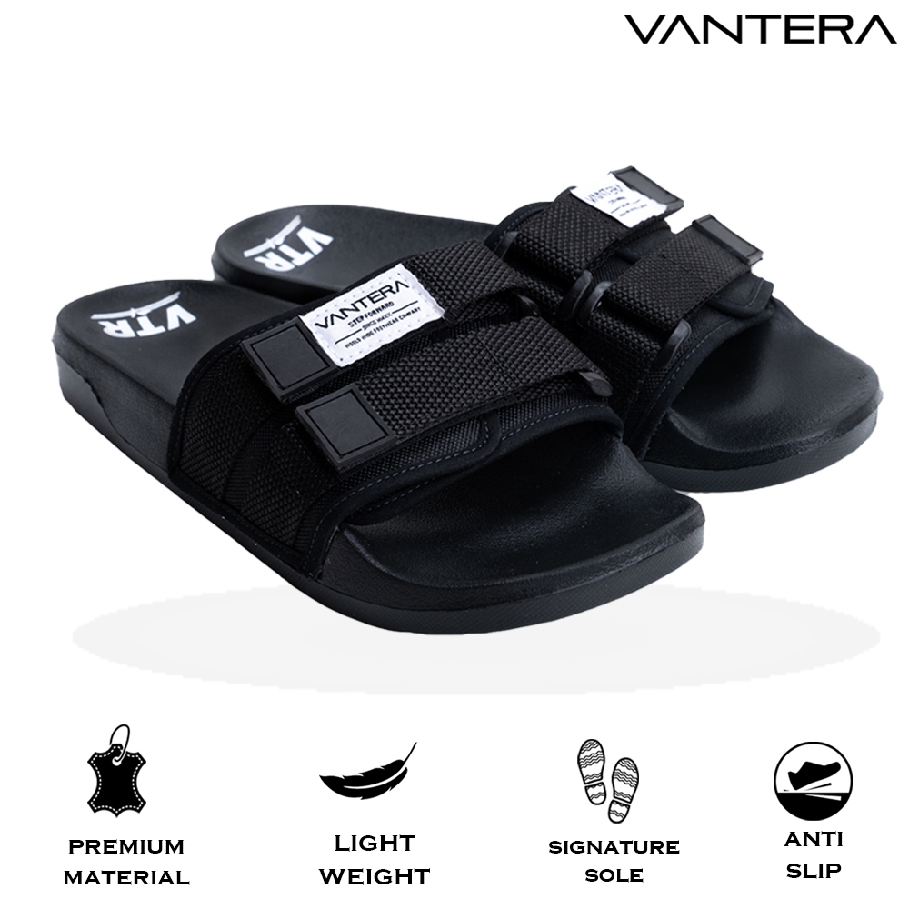 Vantera - Bae Black | Sandal Slipper | Sandal Pria | Sandal Wanita | Sandal Unisex