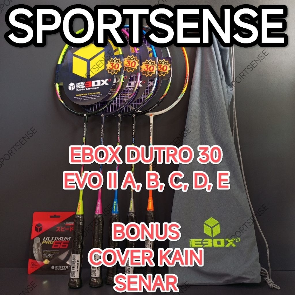 Raket Badminton Bulutangkis Ebox Dutro 30 II 2 A B C D E Alpha Beta Cygnus Delta Evo Original Bonus 