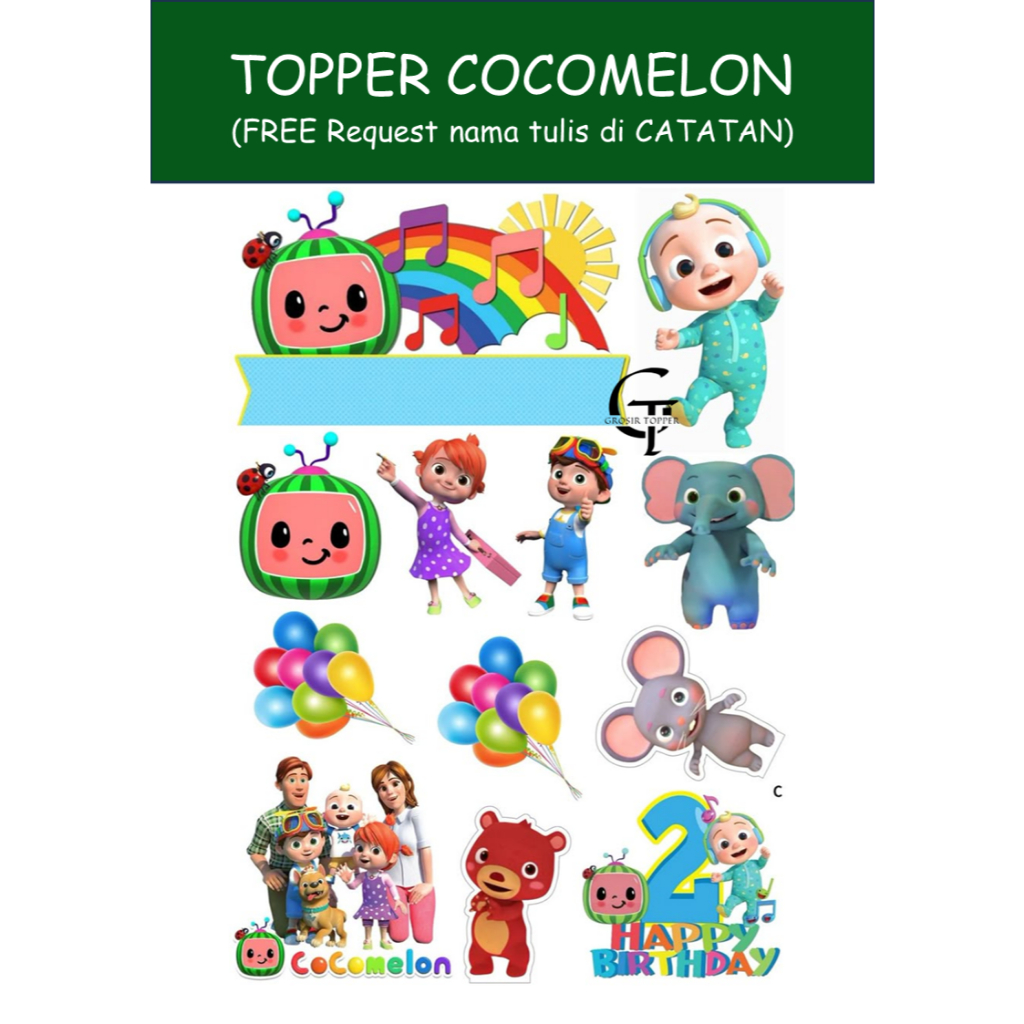 Hiasan Kue Cocomelon/ Topper cocomelon /Hiasan buket/ Hiasan tumpeng