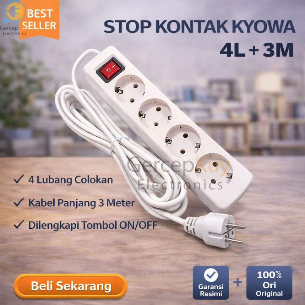 Stop Kontak Kyowa 3 Meter 4 Lubang