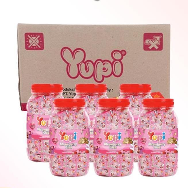 YUPI STRAWBERRY KISS 1 KARTON ISI 6 TOPLES - PERMEM  JELY