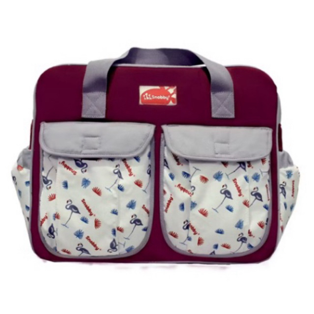 Tas bayi - Preloved | Snobby Tas Bayi Besar Diaper Bag Multifungsi Flamingo Series Aplikasi Saku Pri