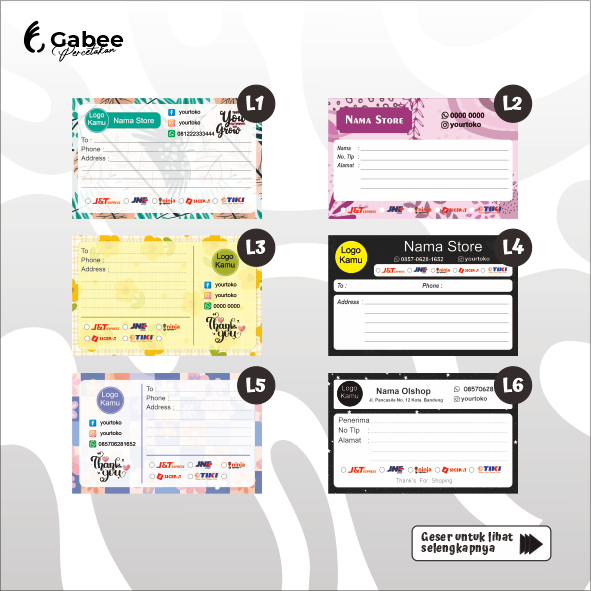 LABEL PENGIRIMAN ALAMAT OLSHOP CUSTOM / STIKER PENGIRIMAN / PENGIRIMAN RESI