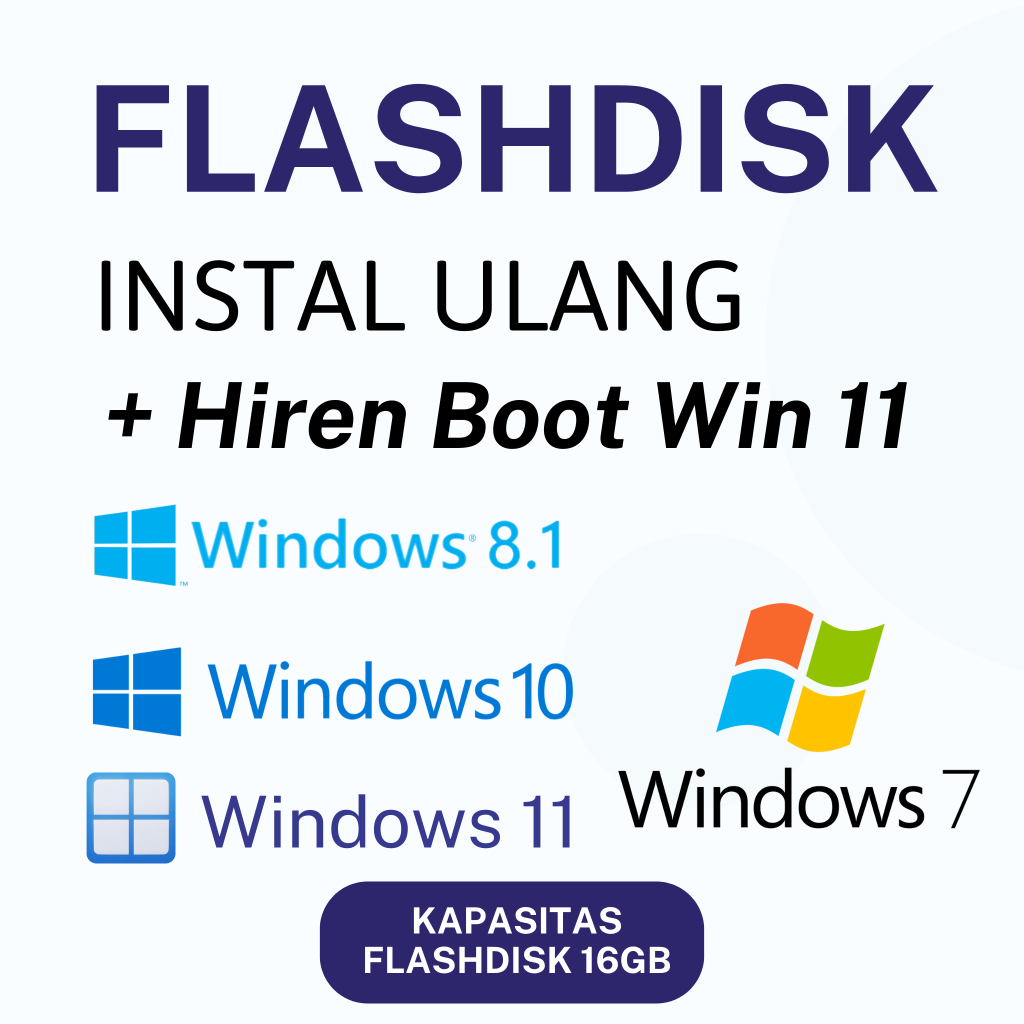 Flashdisk Bootable Windows 7 8.1 10 11 + Hiren Boot CD