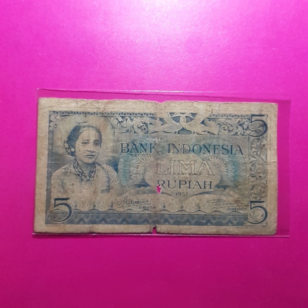 uang kuno 5 rupiah budaya 1952