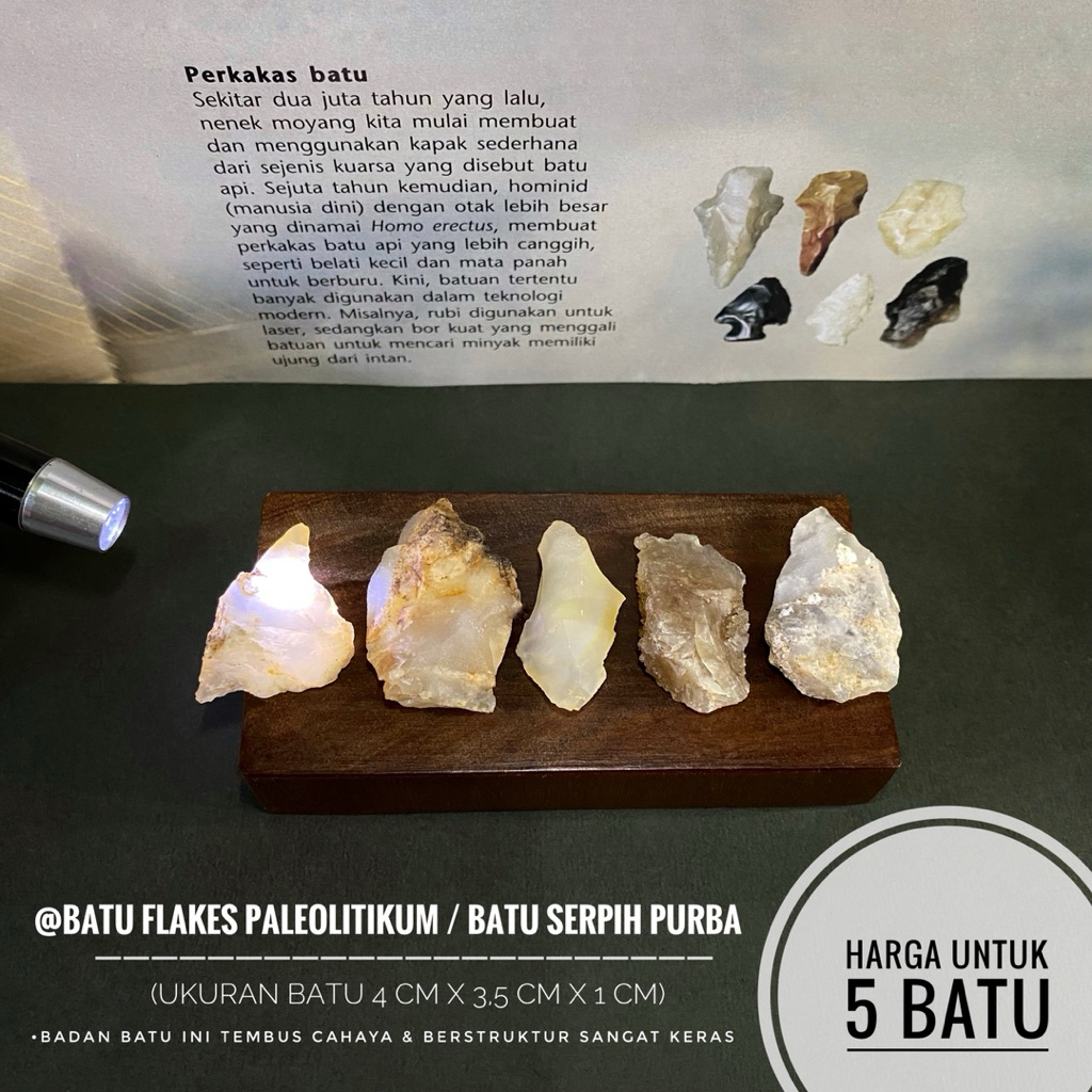 Batu Flakes Paleolitikum Natural C36 atau Batu Serpih Purba atau Kapak Batu Rijang atau Kapak Gengga