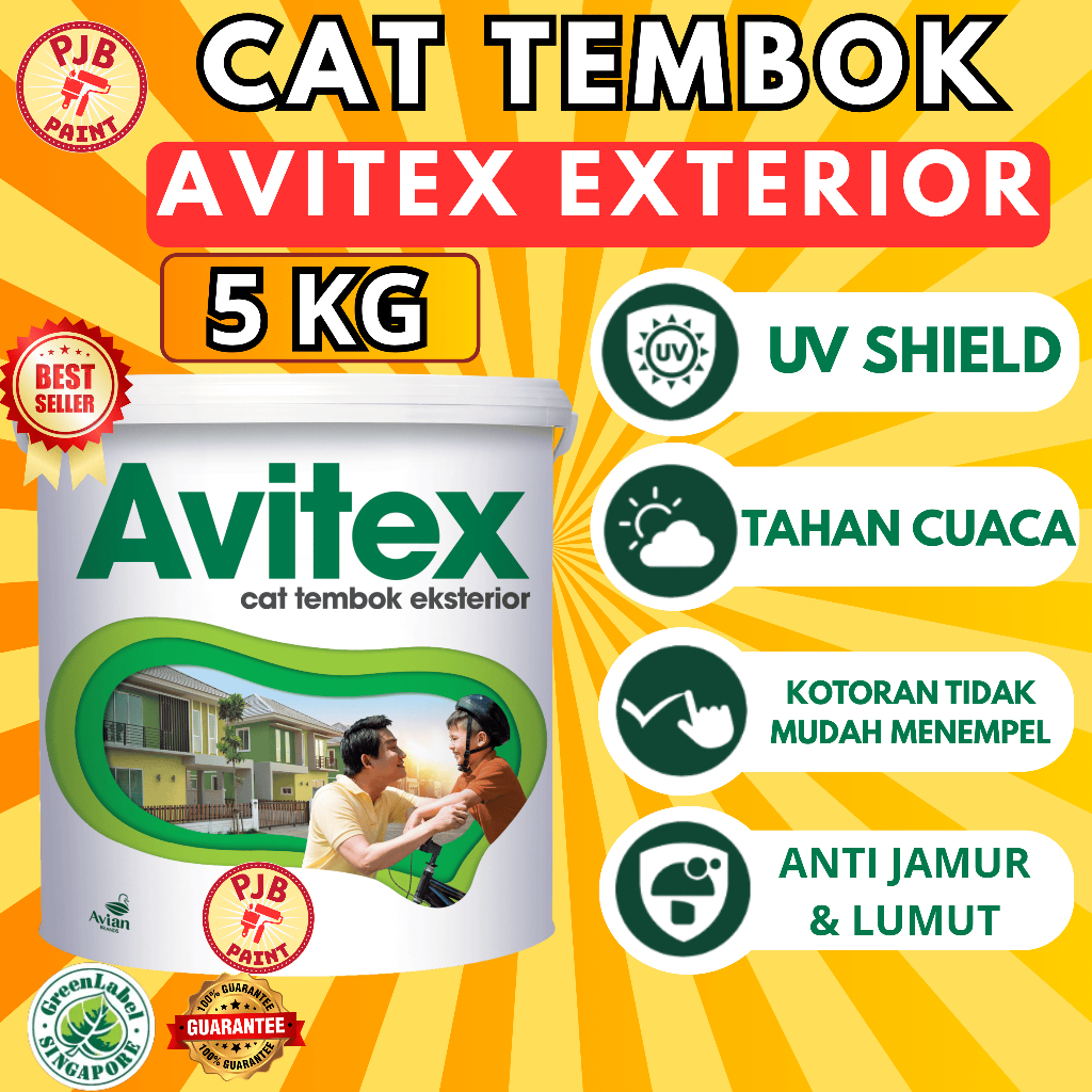 AVITEX EXTERIOR CAT TEMBOK EXTERIOR TAHAN CUACA / KEMASAN 5 KG