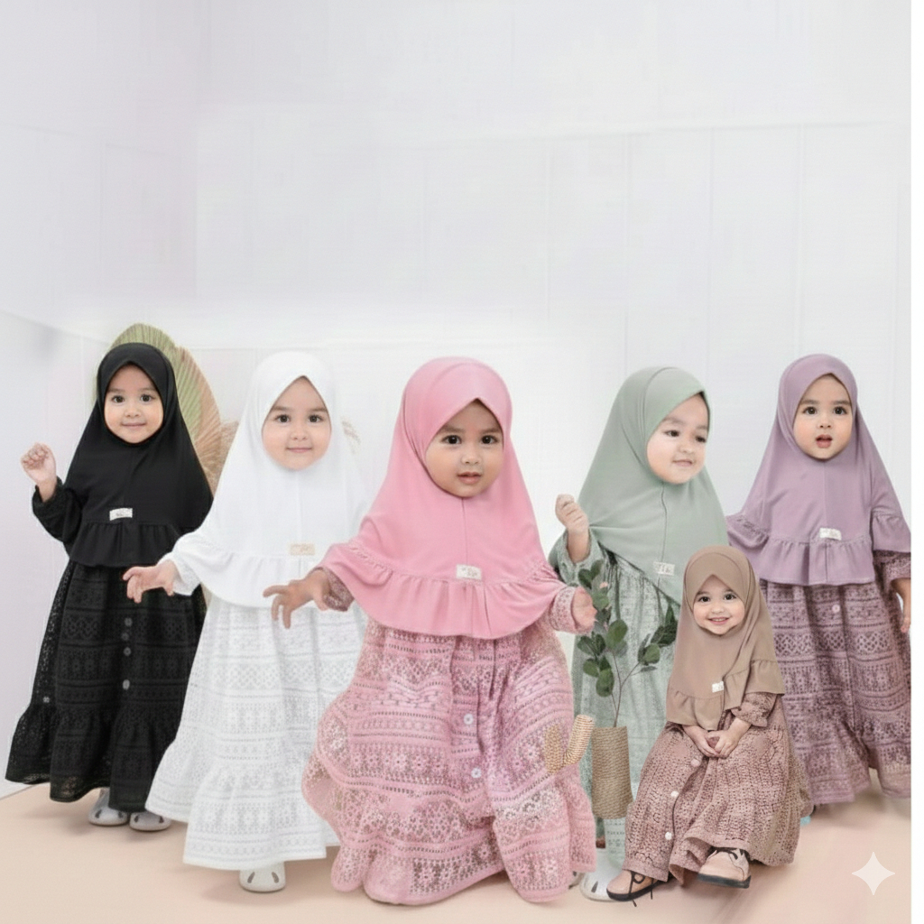 Gamis Anak MALIKA / Gamis Brokat Tille Gamis Anak Bayi Usia 1-3 Tahun / Baju Gamis Anak Perempuan / 