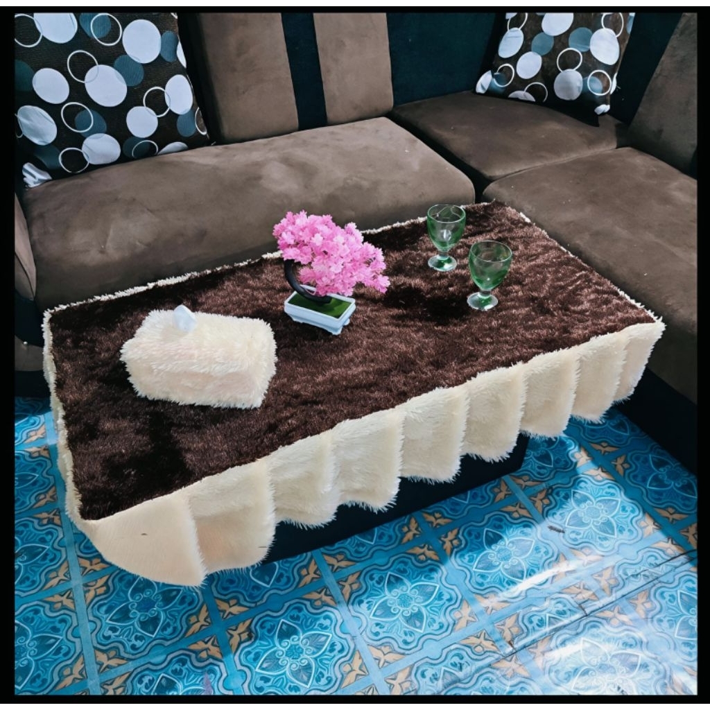 Taplak Meja Ruang Tamu / Taplak Meja Rumbai Kombinasi Ruang Tamu / Taplak Meja Kaca Ruang Tamu