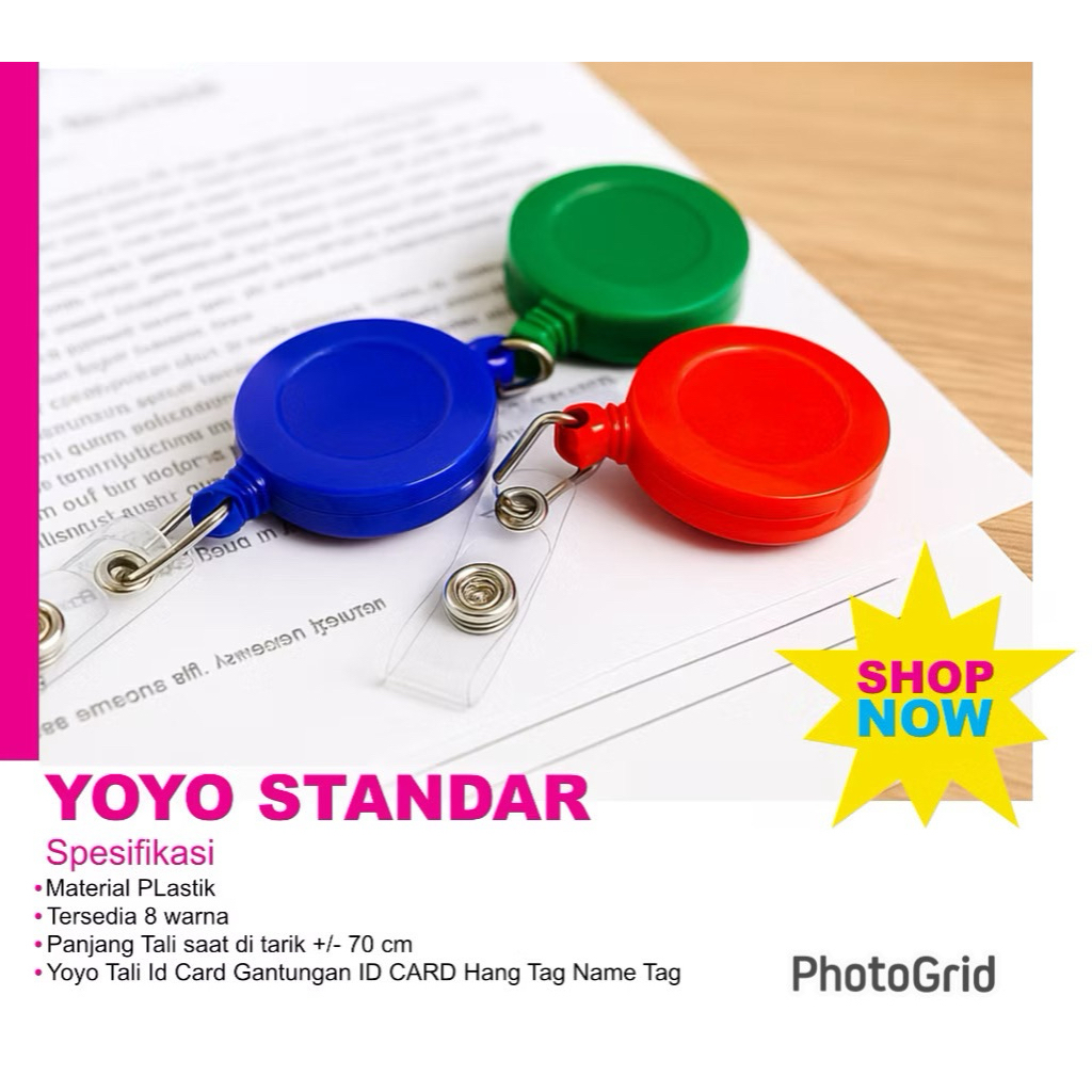 Yoyo Gantungan ID Card Name Tag Polos Tanpa Logo Yoyo Solid Warna Dof