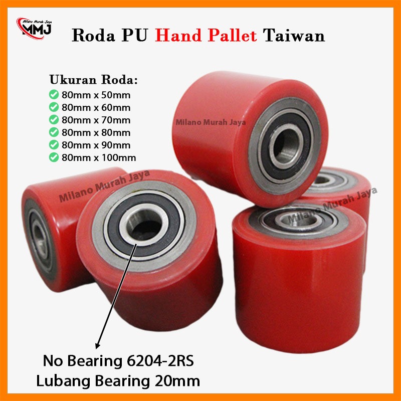 Roda PU hand pallet/hand lift taiwan 80x50/80x60/80x70/80x80/80x90/80x100mm