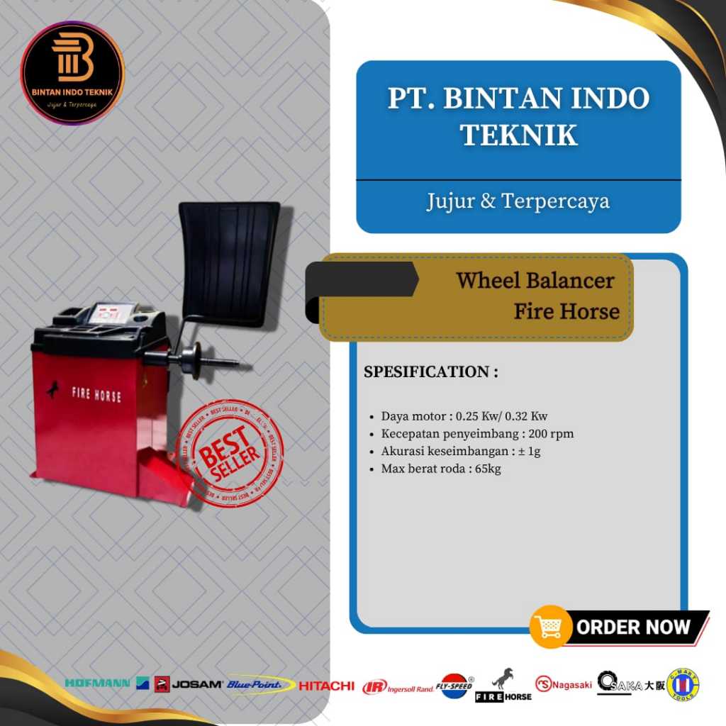 Fire Horse Wheel Balancer Mesin Penyeimbang Ban Presisi Digital Dinamis Ergonomis