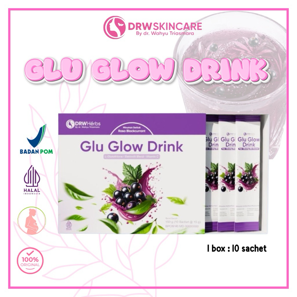 DRW Skincare Glu Glow L-Glutation Drink Kulit Glowing Putih Bersih Merata Mencerahkan dari Dalam Min