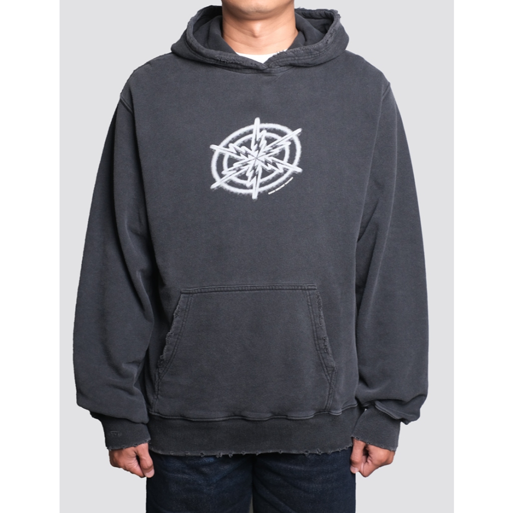 Mischief Mayhem - Thunder Web Hoodie -  Black Washed