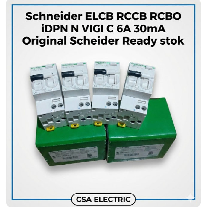 Schneider ELCB RCCB RCBO iDPN N VIGI C 6A 30mA Original Schneider Ready stok