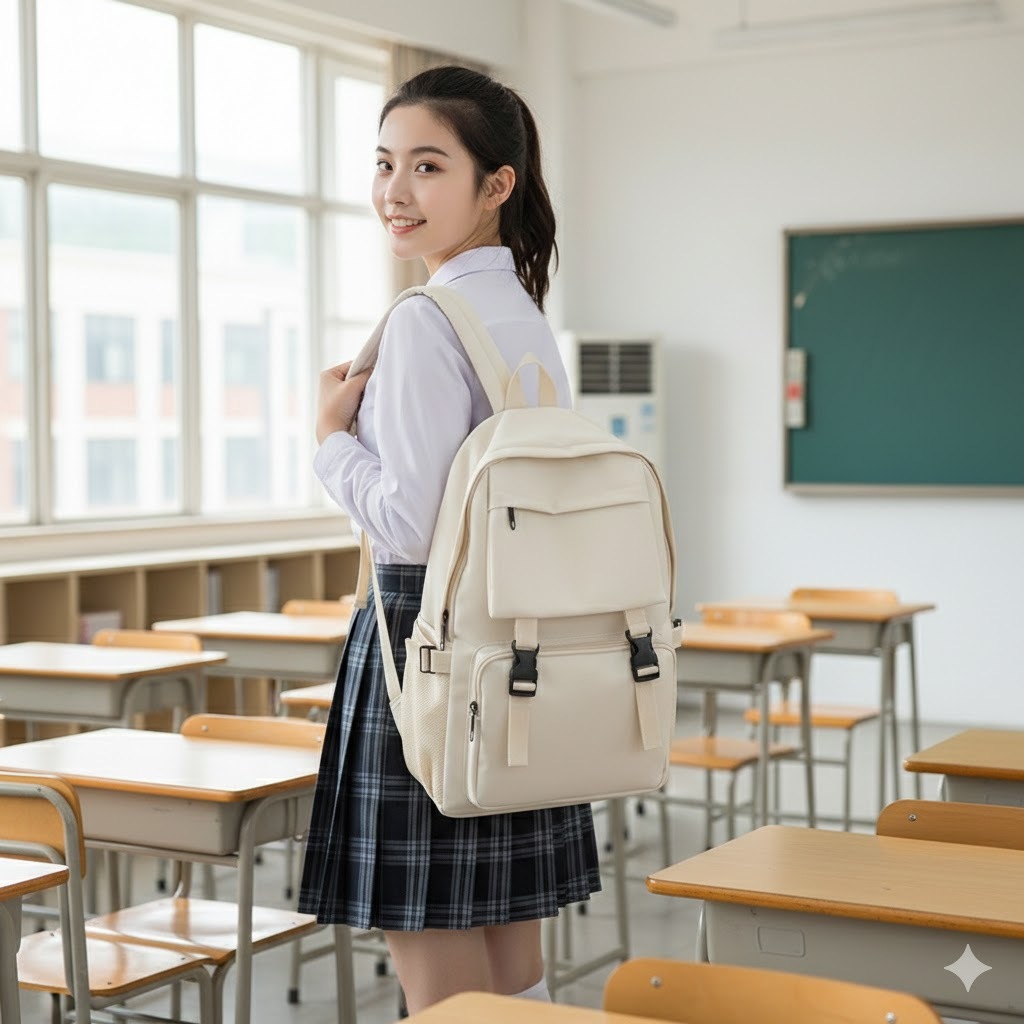 Tas Ransel  Sekolah Nilon Kekinian Cewe Cowo Anti Air