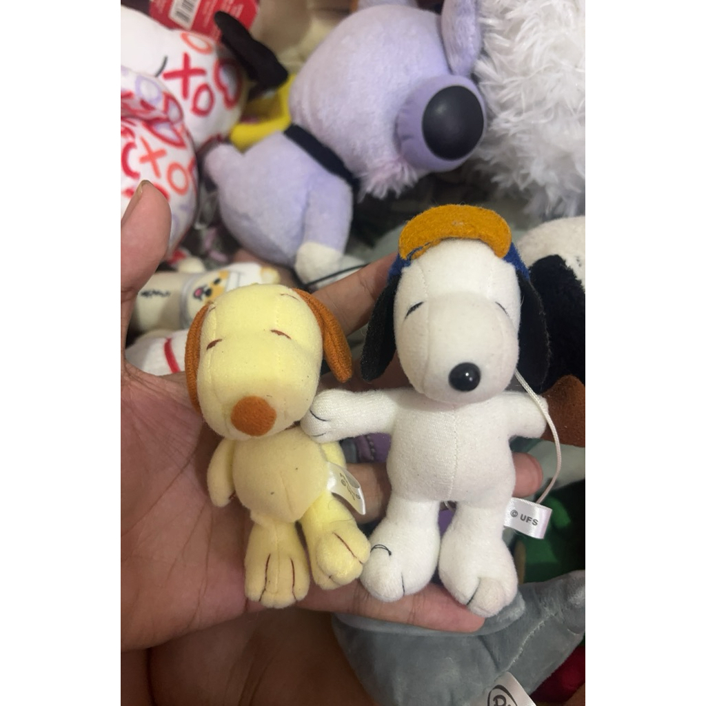 snoopy plush keychain baseball & yellow