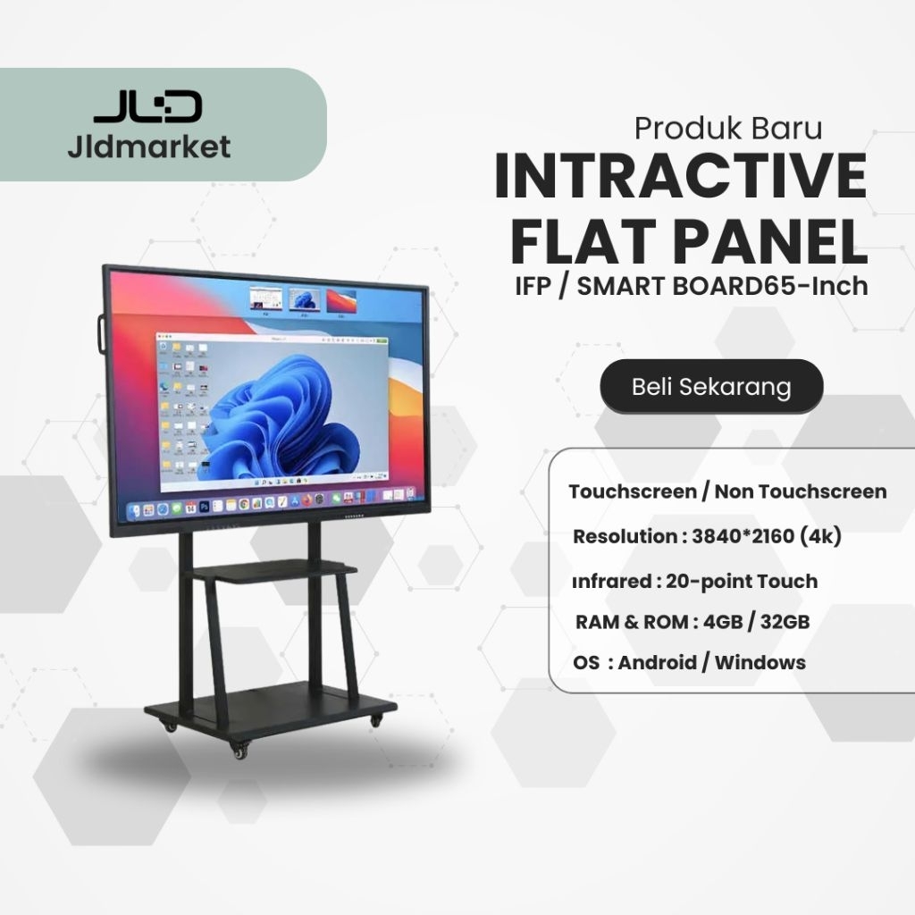 Interactive Whiteboard Touchscreen 65” | Smart Board,Edukasi & Presentasi