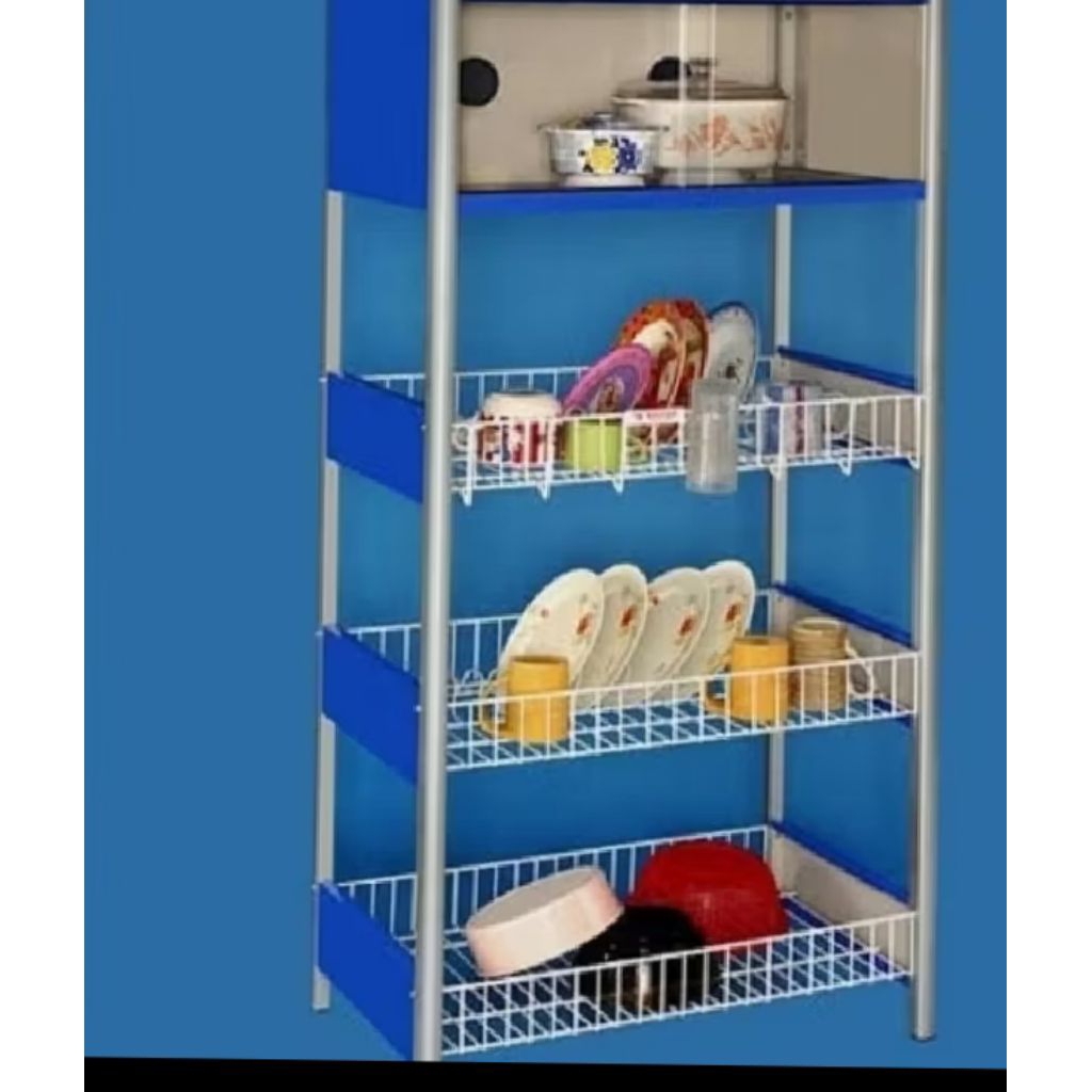 RAK PIRING ALUMINIUM 4 SUSUN KACA PENUTUP