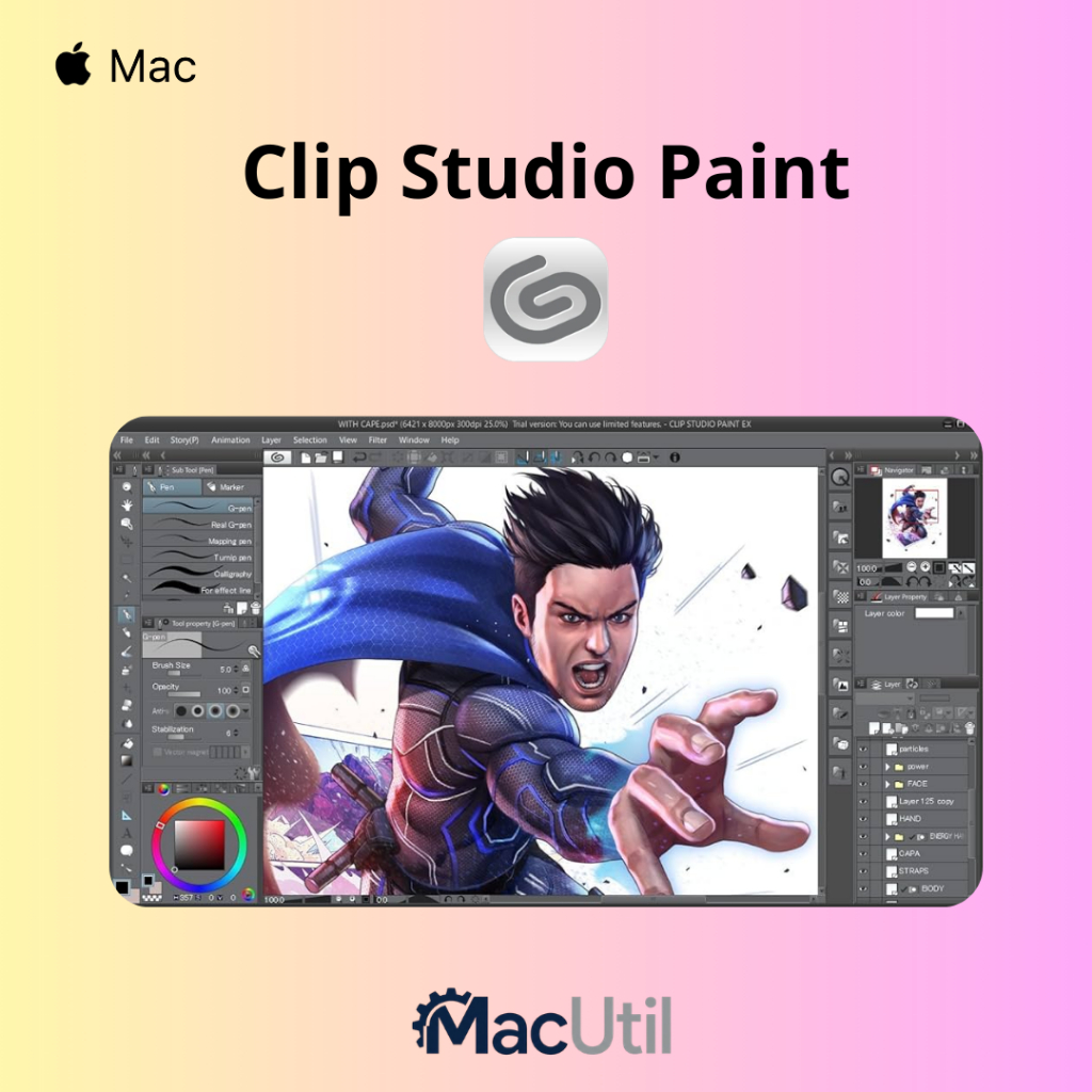 Clip Studio Paint EX | Desain Grafis Mac Full Version | Support Chip M1 - M5 & Intel | Lifetime Beba