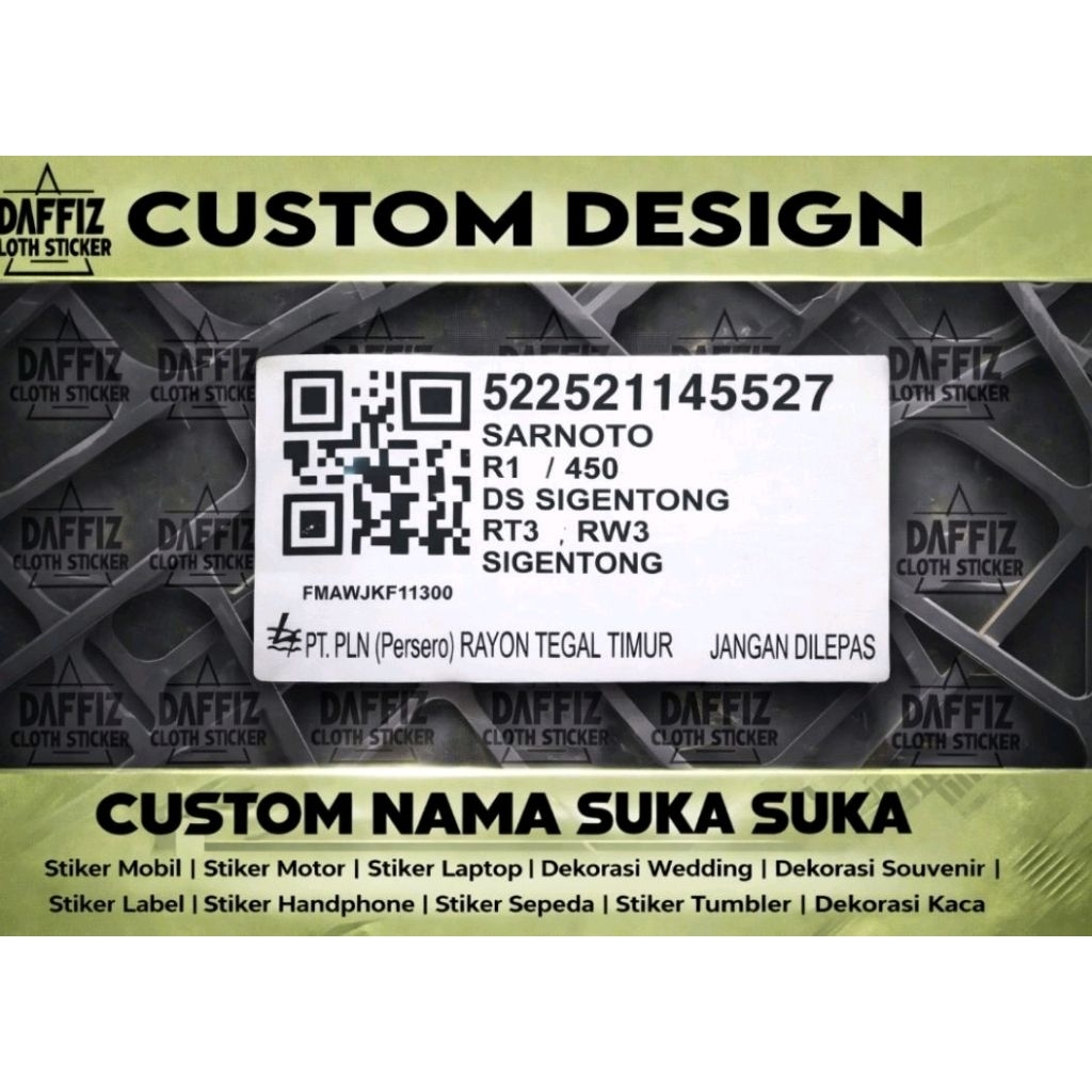 STIKER BARCODE LISTRIK PLN